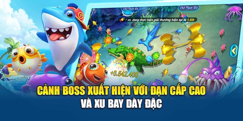 Cảnh boss xuất hiện với đạn cấp cao và xu bay dày đặc